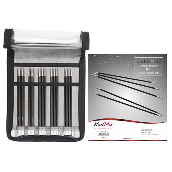 KnitPro KARBONZ Double Pointed Needle Set 20 cm