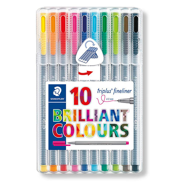 STAEDTLER Triplus fineliner 334 farvetusser, 10 stk