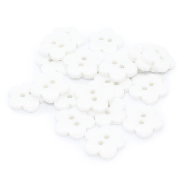 HobbyArts Plastic buttons White Flower, 20 pcs