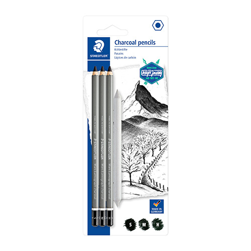 STAEDTLER mars lumograph charcoal & tegnestub, 3 + 1 stk