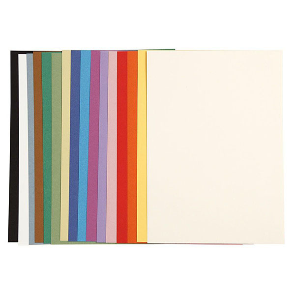 Fransk karton A4 160 g, 16 ass. ark