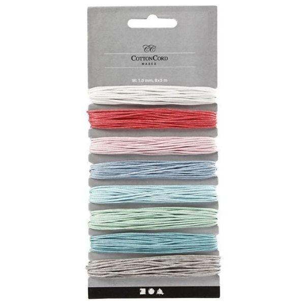 Cotton Cord, Ass. colours, 5 pcs Light colours