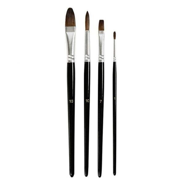 Watercolour paint brushes, 4 pcs.