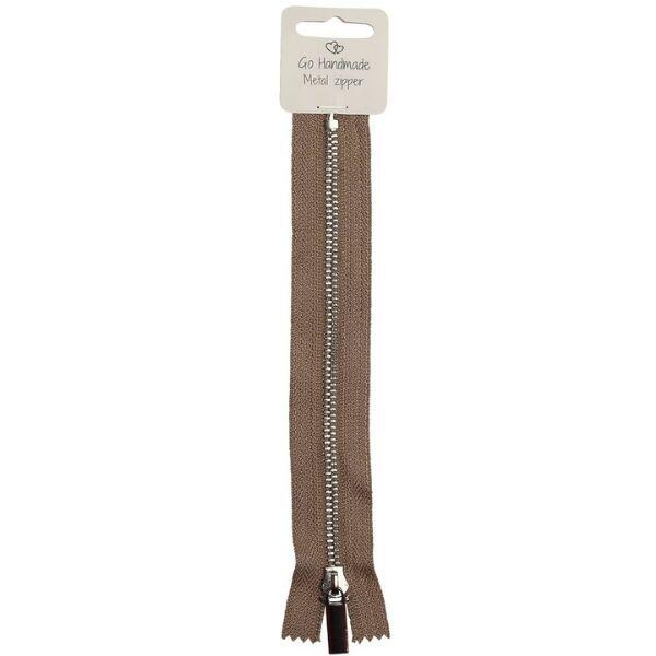Go Handmade Zipper Metal Beige 25 cm, SIlver