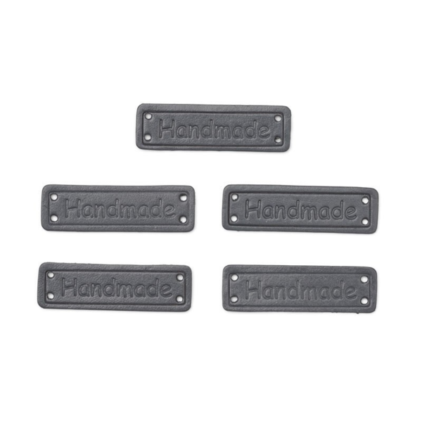 HobbyArts Leather Labels, Handmade, Grey, 5 pcs