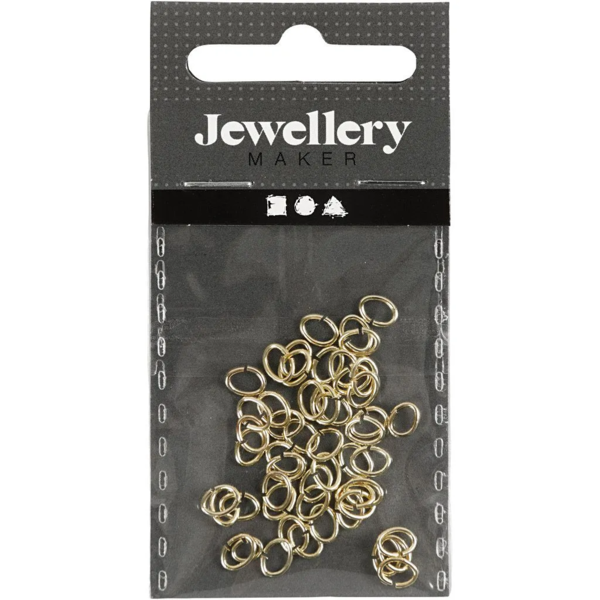 Oval metal rings, gold-plated