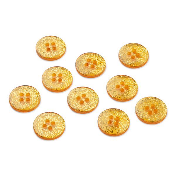 LindeHobby Glitter Buttons, Gold, 15 mm, 10 pcs