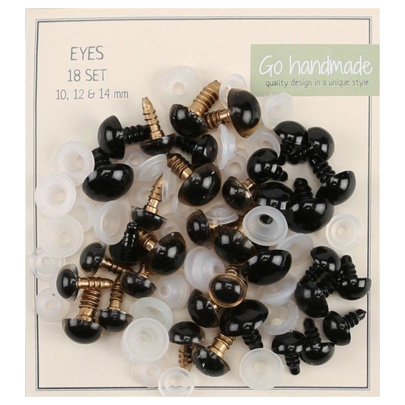 Go Handmade Safety Eyes Gold / Black (18 Pairs)