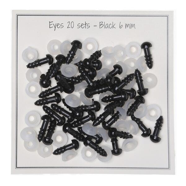 Go Handmade Safety Eyes Black 6mm (20 pairs)