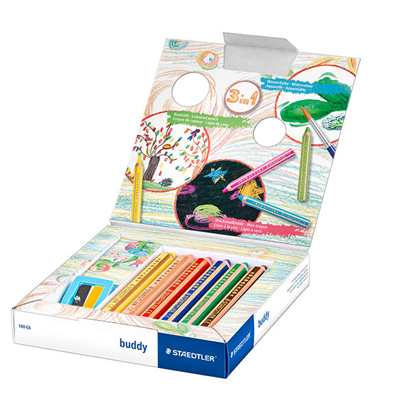 STAEDTLER Buddy 3-i-1 farveblyanter, 6 stk