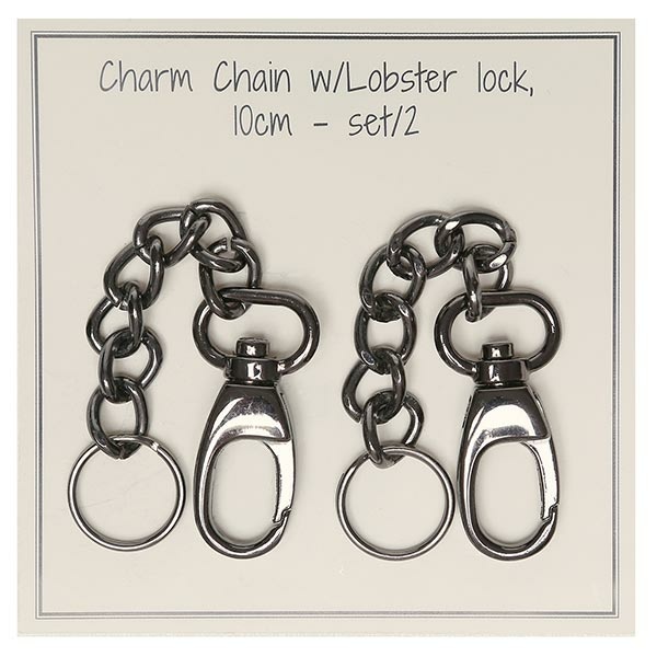 Go Handmade Charm Kæde, Lobster lås, 2 stk Mørkegrå