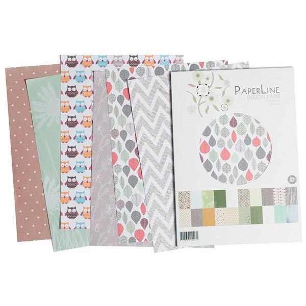 Paper Line Designpapir, A4, 20 motiver, 40 ark Retro
