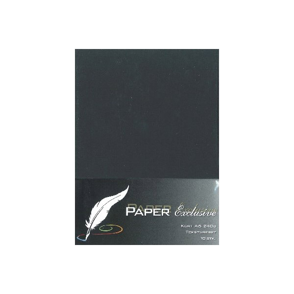 Paper Exclusive Dobbelt Kort A6, 240 g, Tekstureret, 10 stk Sort