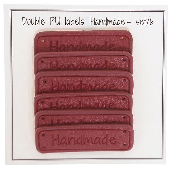 Go Handmade Dobbelt Label, PU læder, 5 x 1,5 cm, Handmade, 6 stk Hindbær