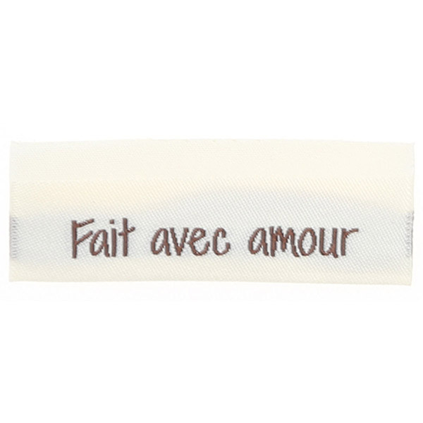 Go Handmade Vævet Label, Dobbeltsidet, 50 x 11,5 mm, 10 stk-Fait avec amour