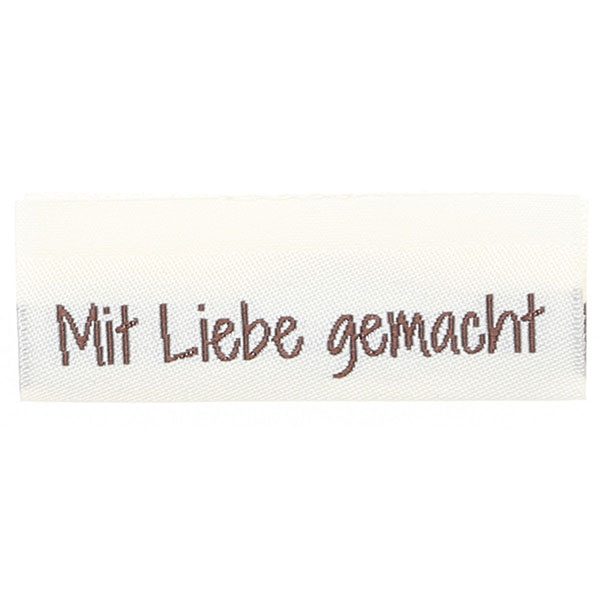 Go Handmade Vævet Label, Dobbeltsidet, 50 x 11,5 mm, 10 stk-Mit Liebe gemacht