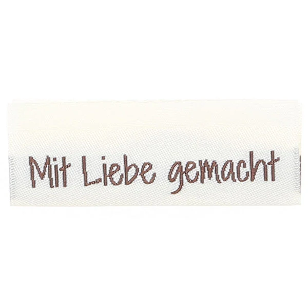 Go Handmade Vævet Label, Dobbeltsidet, 50 x 11,5 mm, 10 stk-Mit Liebe gemacht
