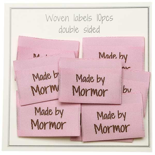 Go Handmade Vævet Label, Dobbeltsidet, Pink, 35 x 19 mm, 10 stk Made by Mormor