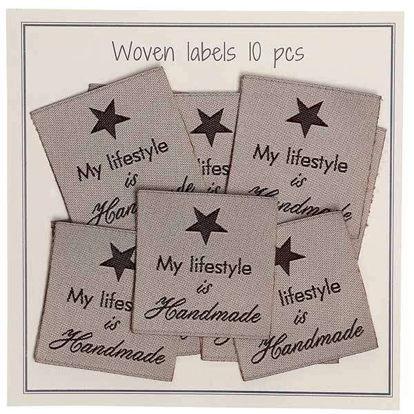Go Handmade Vævet Label, My lifestyle is Handmade, 33 x 30 mm, 10 stk Beige