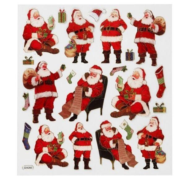 Stickers, Mixed, Sheet 15 x 16.5 cm, 1 sheet Traditional Father Christmases