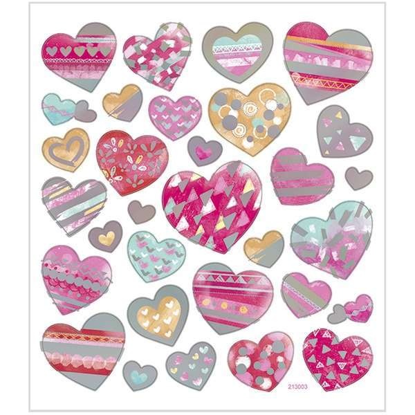 Stickers, Blandet, Ark 15 x 16,5 cm, 1 ark Hjerter
