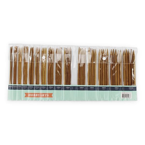 HobbyArts Double pointed needle set Dark bamboo 20 cm (2.00-10.00 mm)