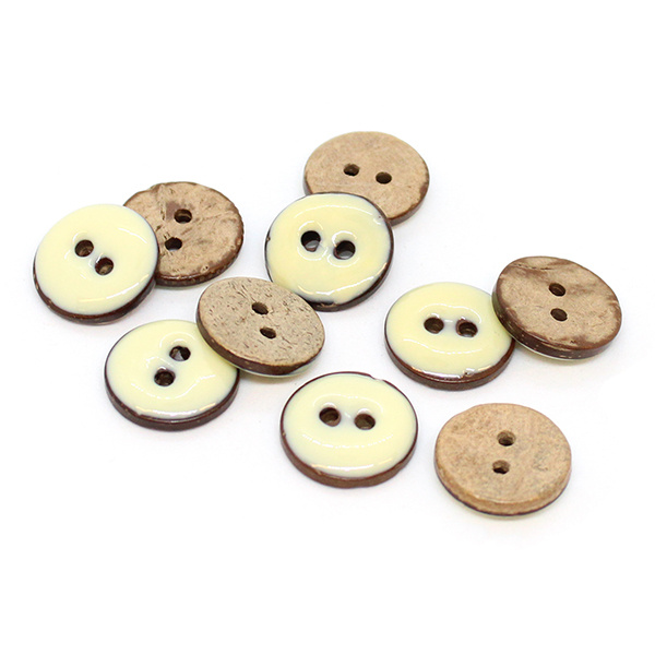 HobbyArts Glazed Coconut buttons White 15 mm, 10 pcs