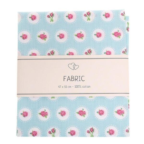 Go Handmade Fabric Blue with roses