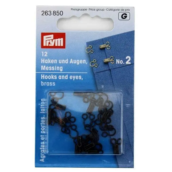 Prym Black Metal Hooks and eyes, 12 pcs