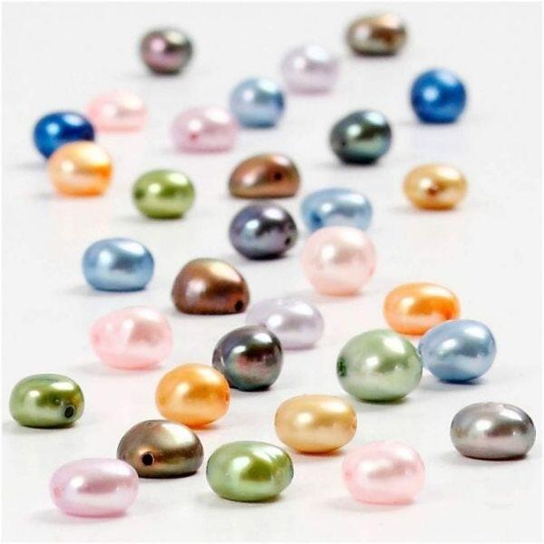 Freshwater Pearls On String 5-6 mm, Mix Colours