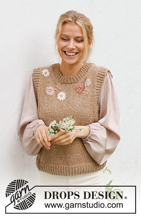 222-43 Flower Harmony Vest by DROPS Design