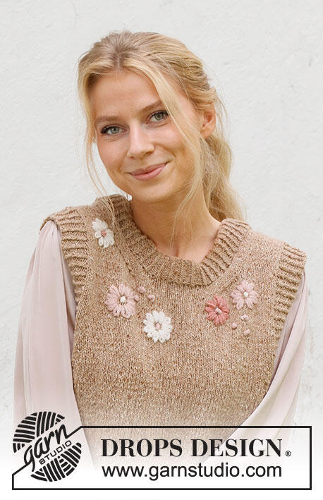 222-43 Flower Harmony Vest by DROPS Design