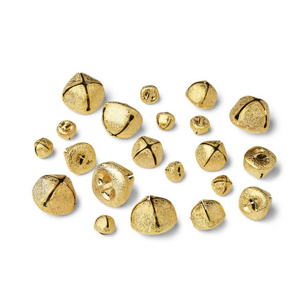 HobbyArts Bells, Gold Glitter Mix, 20 pcs.