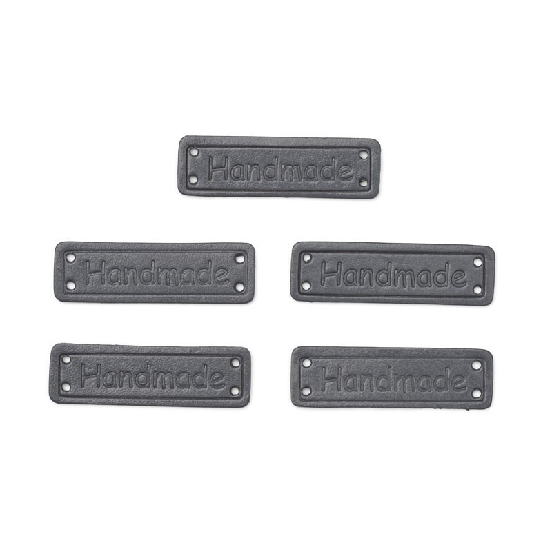 HobbyArts Leather Labels, Handmade, Grey, 5 pcs