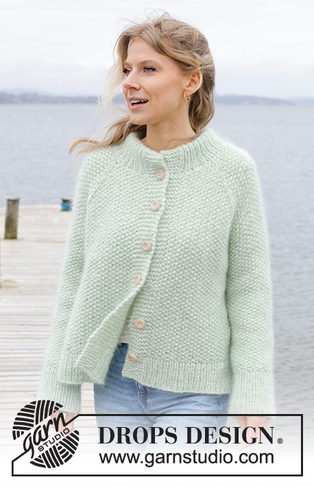 243-4 Green Whisper Cardigan by DROPS Design
