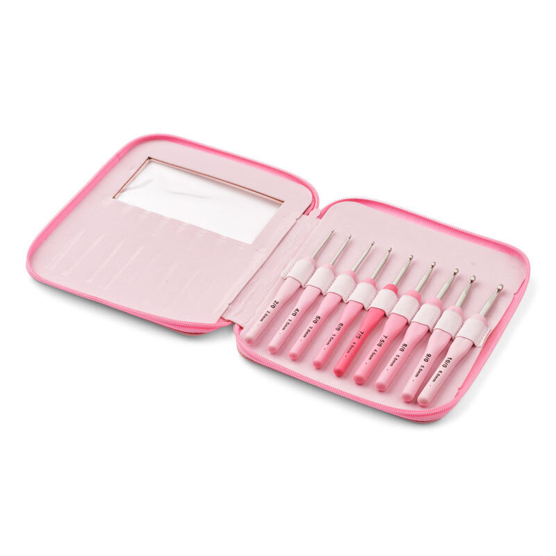 LindeHobby Crochet Hook Set, Pink, 9 sizes