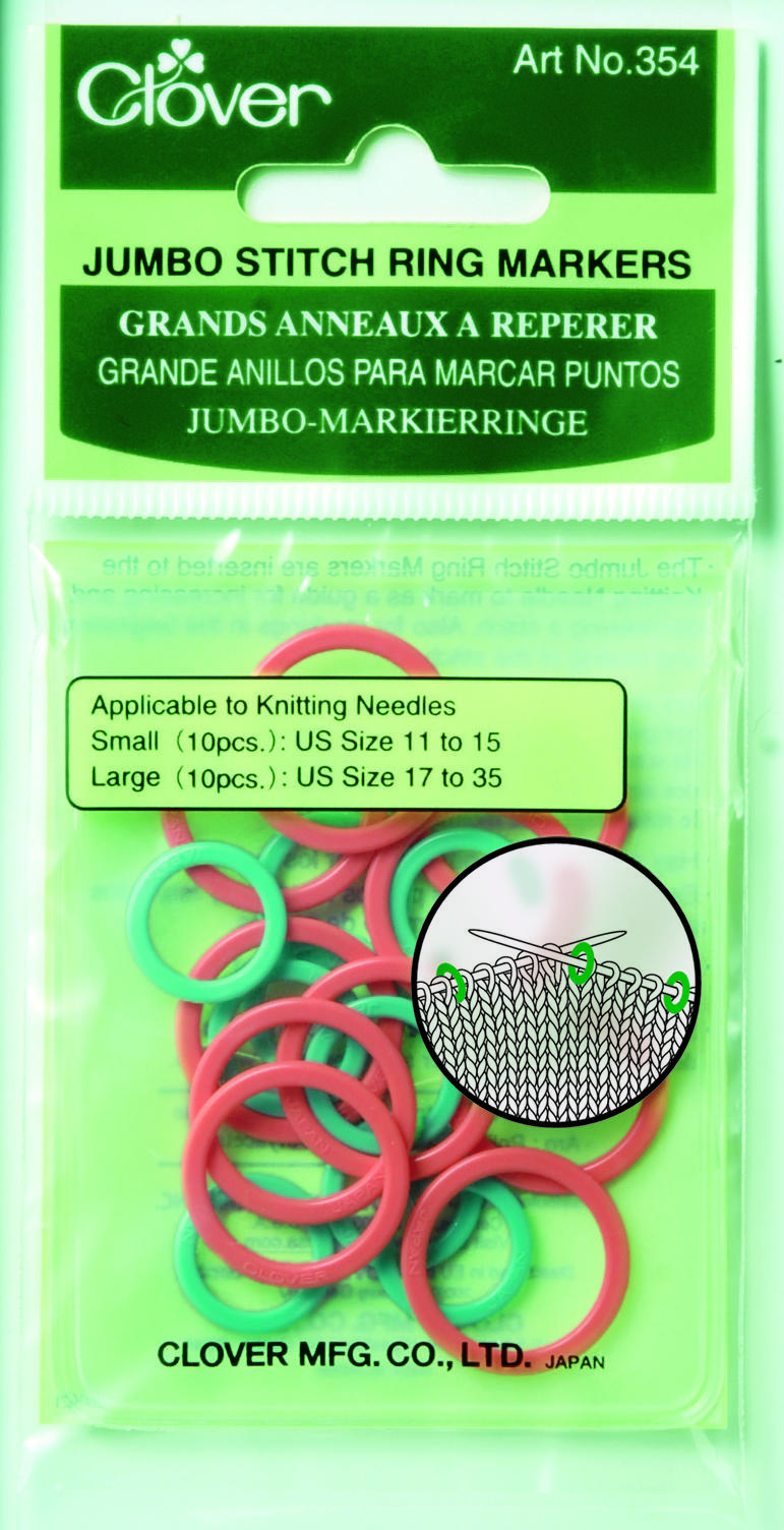Clover Stitch Ring Markers, Jumbo (red/green)