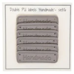 Go Handmade Dobbelt Label, PU læder, 5 x 1,5 cm, Handmade, 6 stk Beige