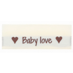 Go Handmade Vævet Label, Dobbeltsidet, 50 x 11,5 mm, 10 stk-Baby love