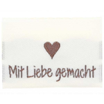 Go Handmade Vævet Label, Dobbeltsidet, 35 x 19 mm, 10 stk-Mit liebe gemacht