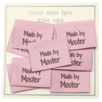 Go Handmade Vævet Label, Dobbeltsidet, Pink, 35 x 19 mm, 10 stk Made by Moster