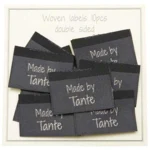 Go Handmade Vævet Label, Dobbeltsidet, Grå, 35 x 19 mm, 10 stk Made by Tante