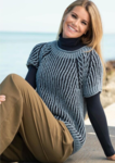 1818 Blouse in two-colored fisherman’s rib in Mayflower Cotton Merino Classic.