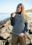 1818 Blouse in two-colored fisherman’s rib in Mayflower Cotton Merino Classic.