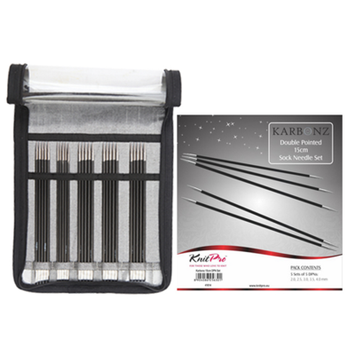 KnitPro KARBONZ Double Pointed Needle Set 15 cm (5 sizes 2.00-4.00 mm)