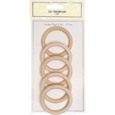 Go Handmade Wooden Rings - 55 mm - 5 pcs