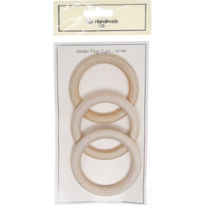 Go Handmade Wooden Rings - 68 mm - 3 pcs