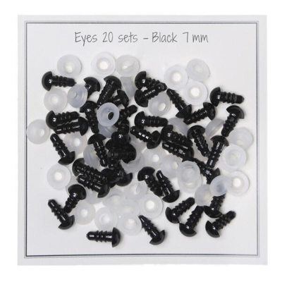 Go Handmade Safety Eyes Black 7 mm (20 pairs)