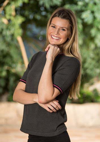 Gray Blouse With Striped Edges