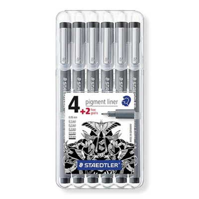 STAEDTLER Pigment Liner 308, 4 + 2 pcs